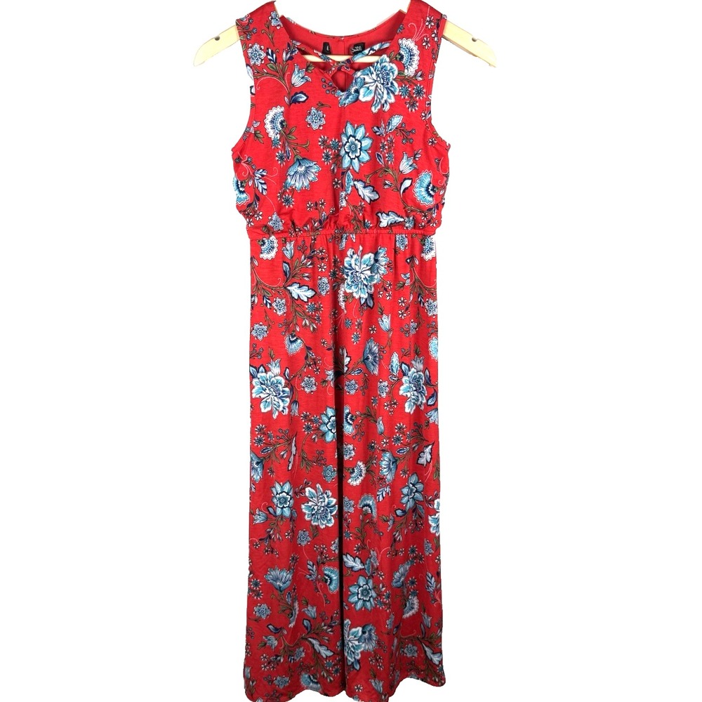 Stella‎ & Sienna Girls XL Floral Sleeveless Maxi Dress Red Blue Boho NEW